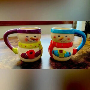 BUNDLE: Bay Island | 2- ceramic snowman mugs/set.